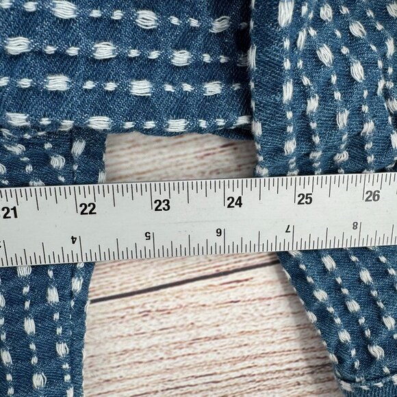 Zow Zow Striped Embroidered Denim Snap Down Jacket‎ Women's Large Blue/White - Picture 11 of 12